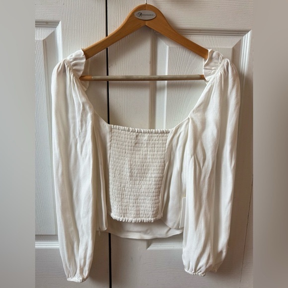 NWT ARITZIA WILFRED NOVELLA blouse light birch M - Picture 2 of 7